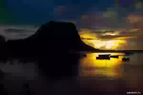 Mountain Brabant on a sunset photo - Mauritius