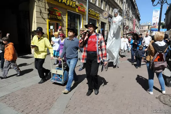 Procession of literary heroes on Malaya Sadovaya street