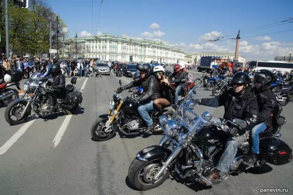 Columned bikers at Palace