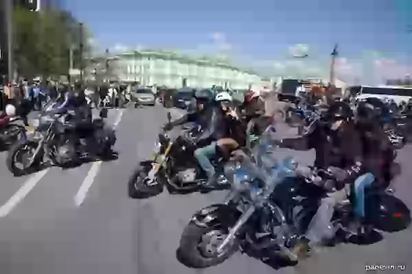 Columned bikers at Palace