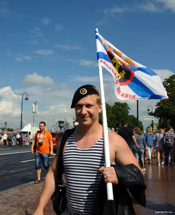 Marine with a flag