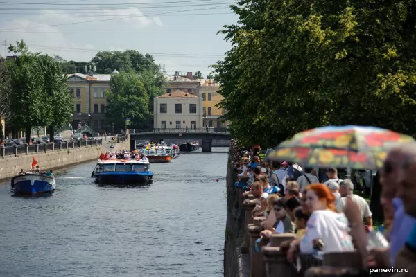 River ships before carnival on Krjukov channel