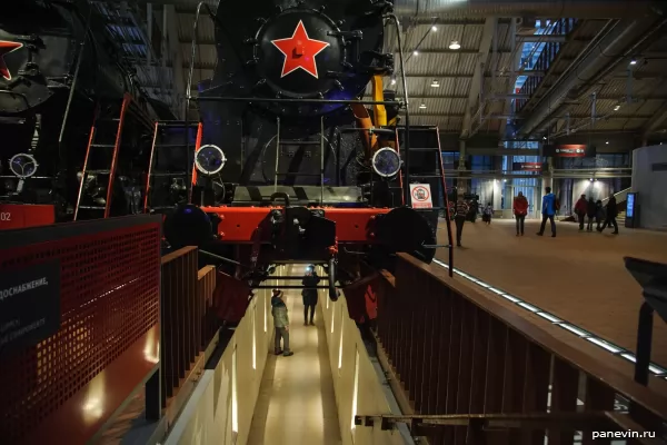 Repair hole under a steam locomotive