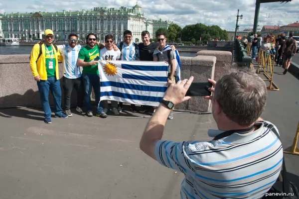 Football fans from Brazil and Uruguay