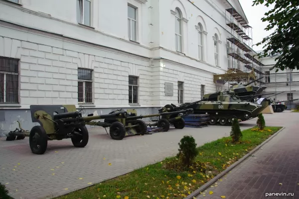 Cannons and equipment in front of the Airborne Museum