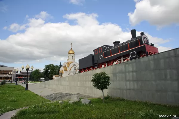 Steam locomotive at the station