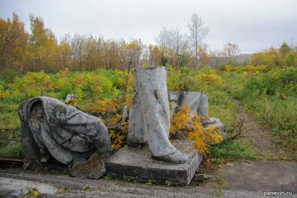 Broken monuments to Lenin