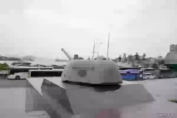 ank tower (T-34-76) with an armored boat